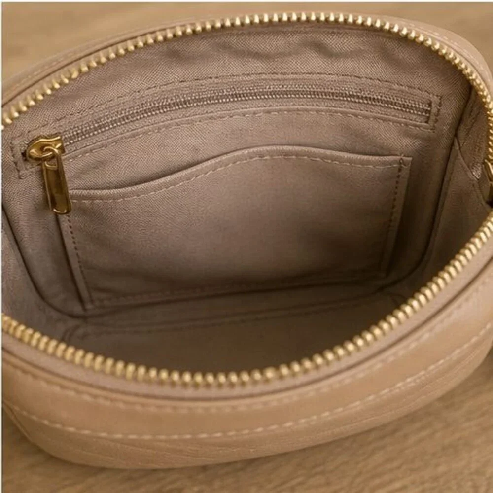 Tan Quilted Crossbody Bag